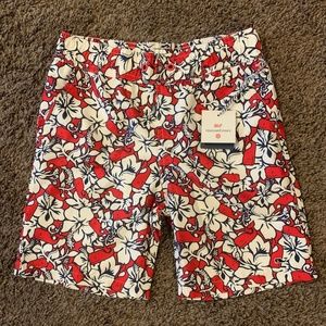 NEW Vineyard Vines Whale&Floral Print Swim Trunks